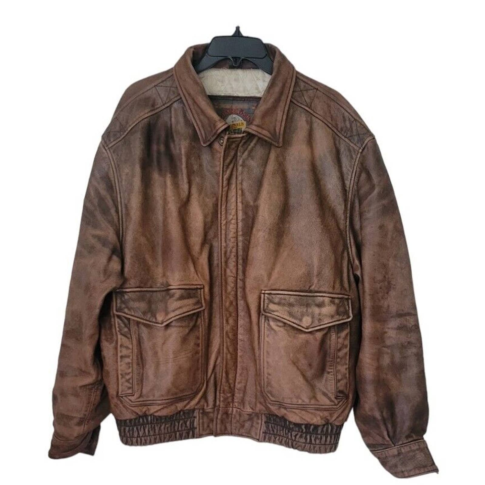 Used) Wilson Adventure Bound Flight Aviator Leather Men Jacket Insula