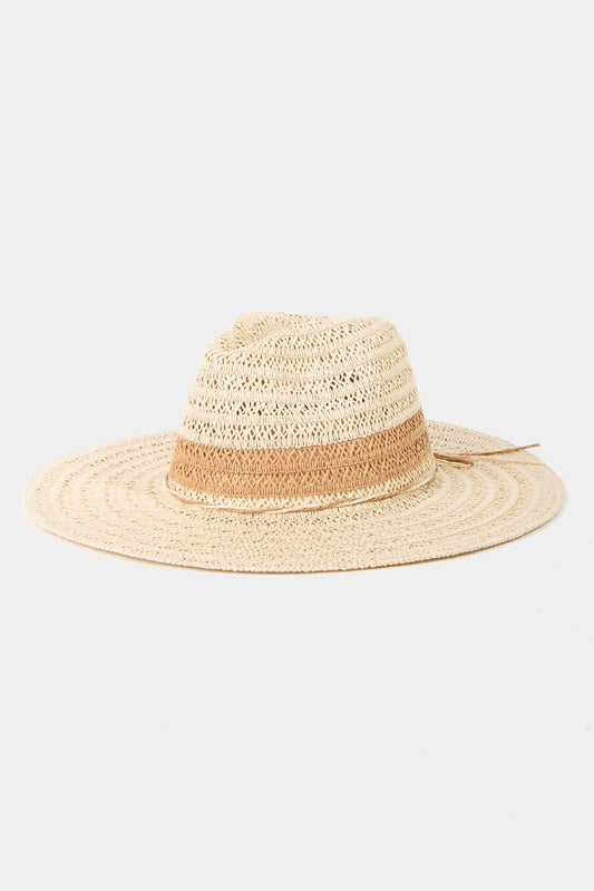 Fame Contrast Straw Braided Sun Unisex Hat
