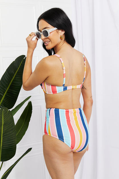 Marina West Swim Take A Dip Twist High-Rise Women Bikini in Stripe