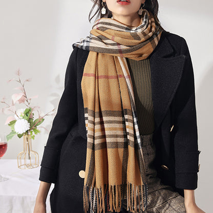 Fashion Classic Plaid Cashmere Women Scarf