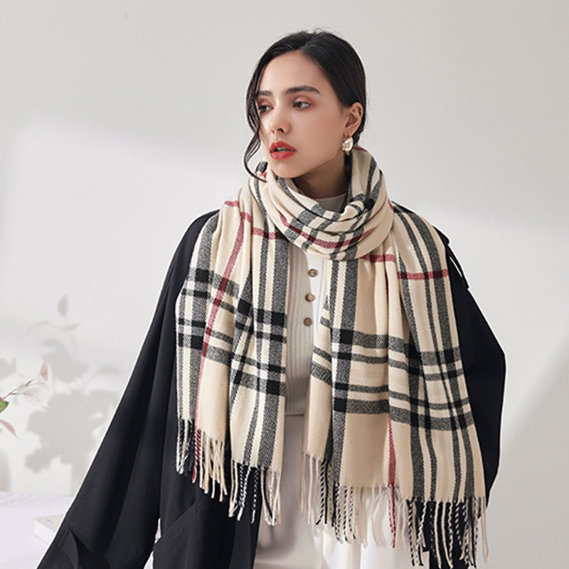 Fashion Classic Plaid Cashmere Women Scarf