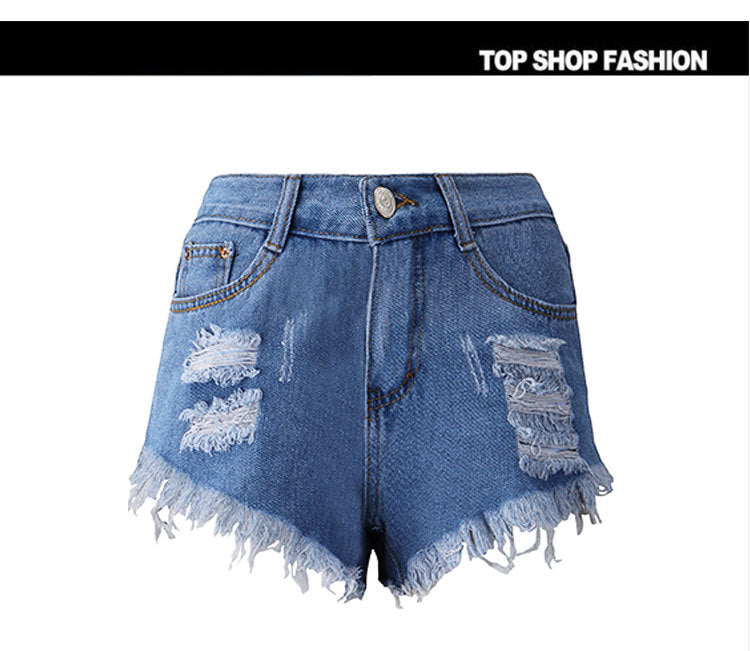 Irregular Cat Whiskers Fringed High Denim Women Shorts