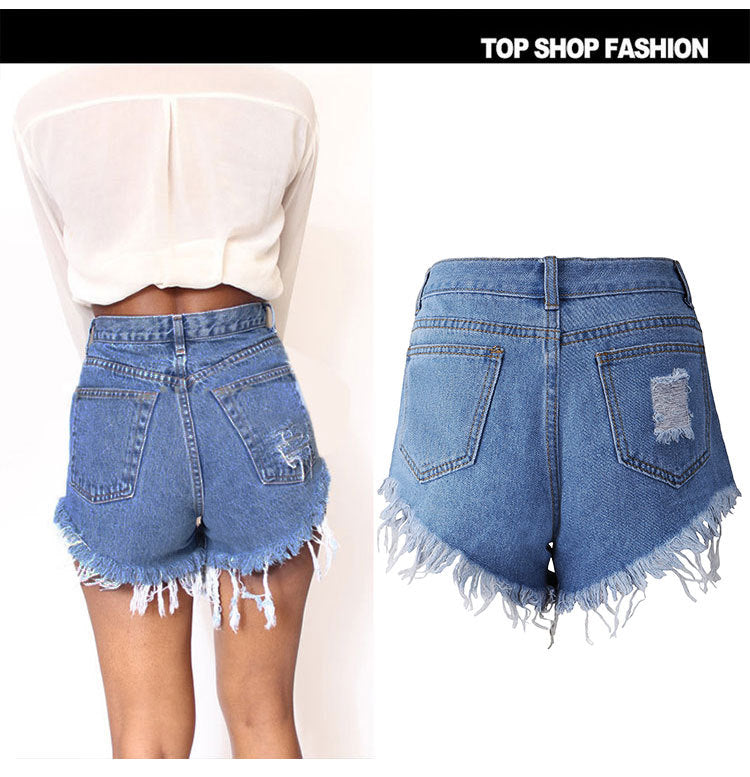 Irregular Cat Whiskers Fringed High Denim Women Shorts