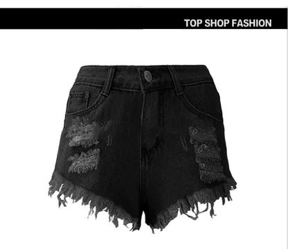 Irregular Cat Whiskers Fringed High Denim Women Shorts