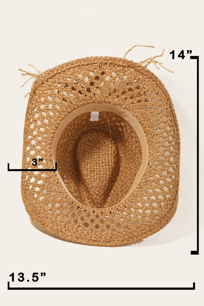 Fame Cowrie Shell Beaded String Straw Unisex Hat