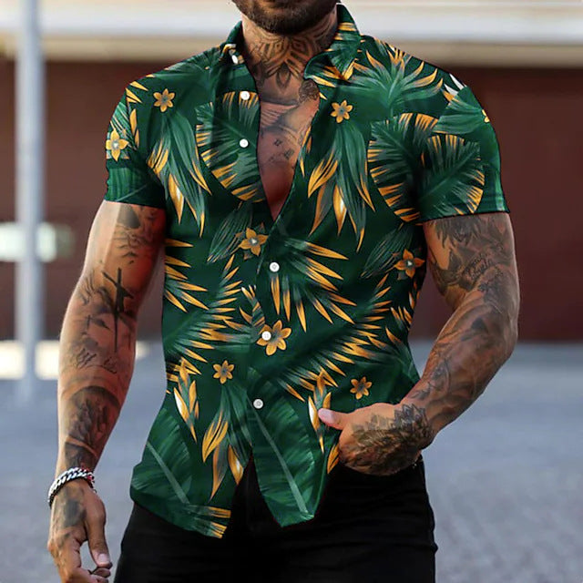 Fashion Leaf Printed Men's Shirt