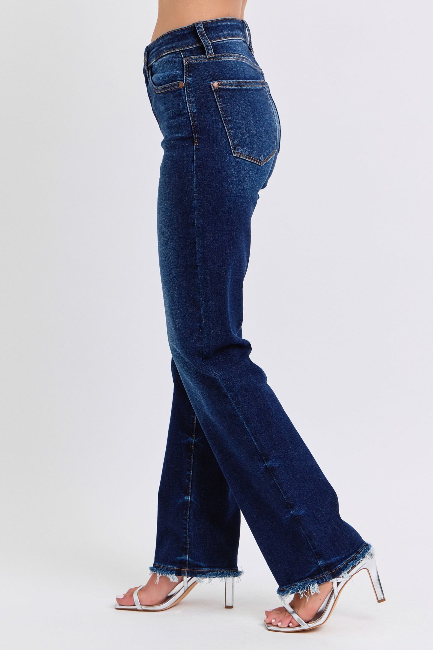 Judy Blue Full Size Raw Hem Straight Leg Women Jeans