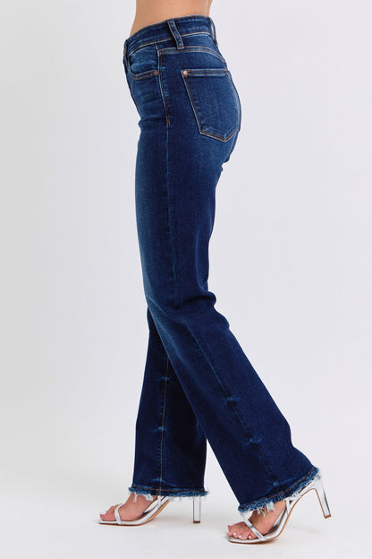 Judy Blue Full Size Raw Hem Straight Leg Women Jeans