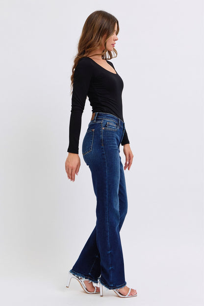 Judy Blue Full Size Raw Hem Straight Leg Women Jeans