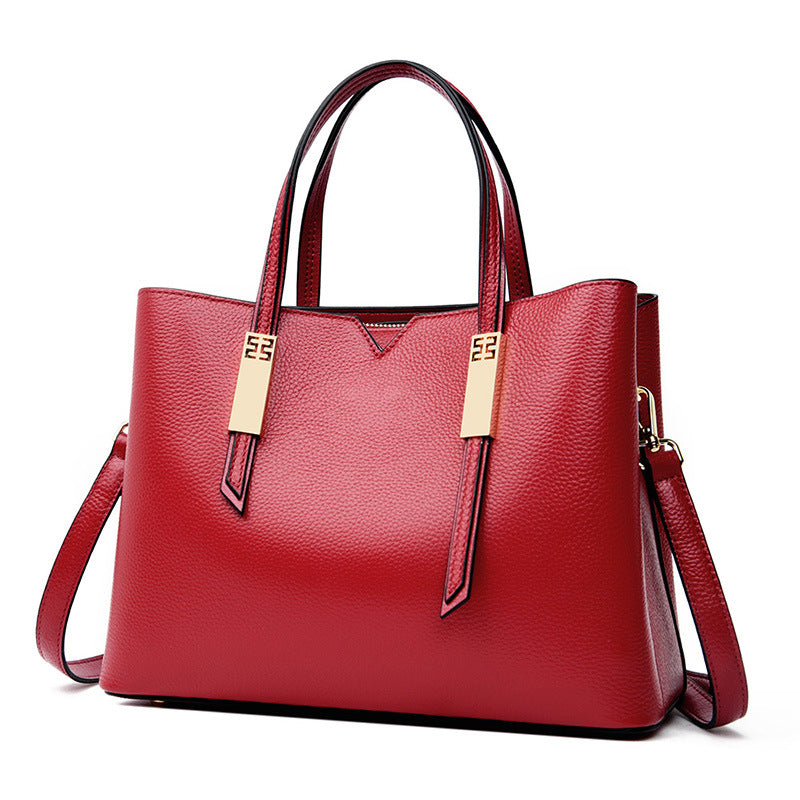 Fashion Cowhide Crossbody Middle-Aged Handbag