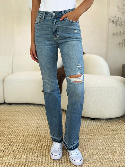 Judy Blue Full Size Mid Rise Destroyed Hem Distressed Women Jeans