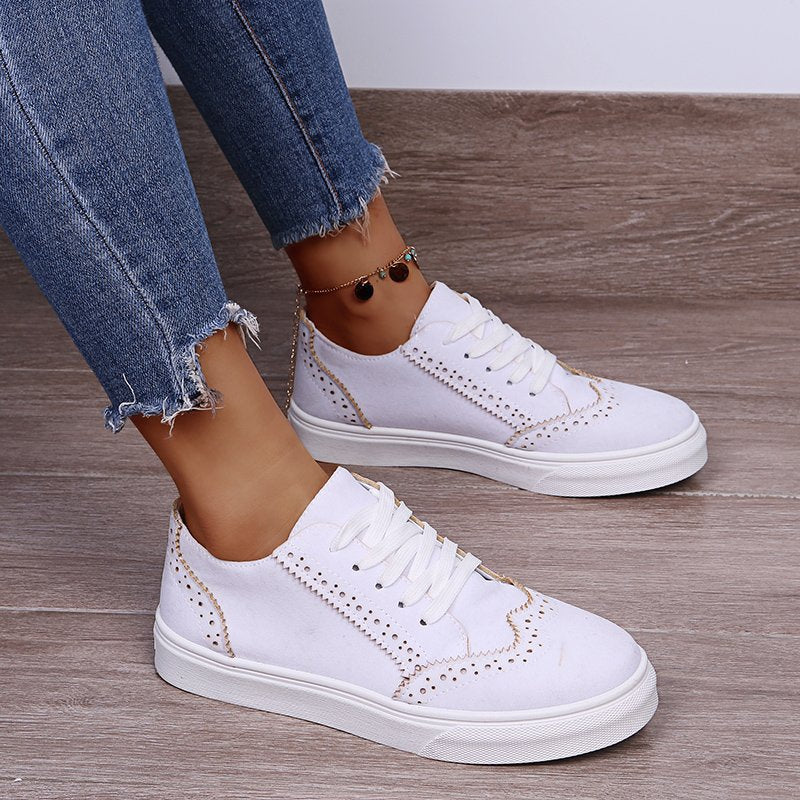 Suede Lace-Up Flat Women Sneakers