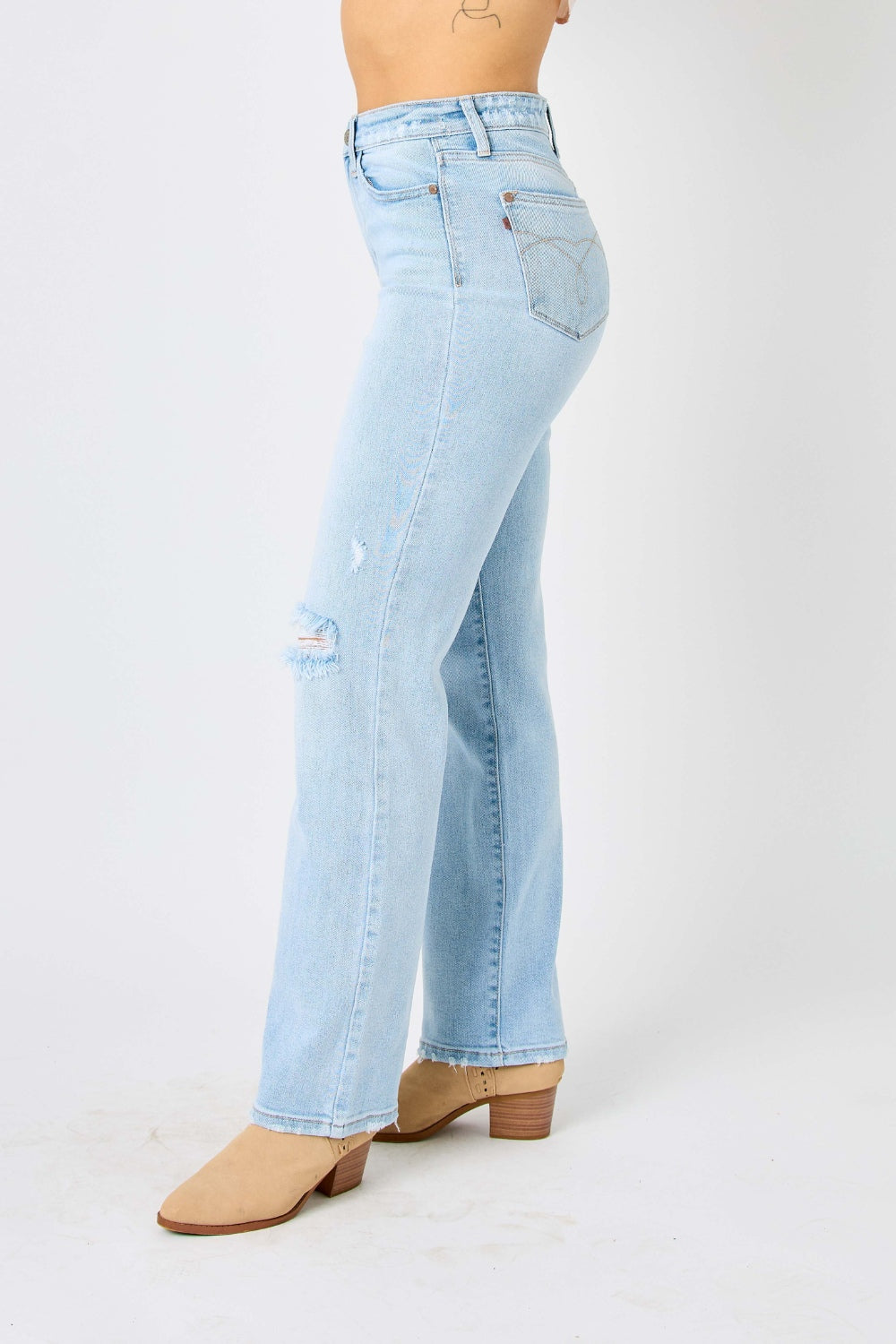 Judy Blue Full Size High Waist Distressed Straight Women Jeans