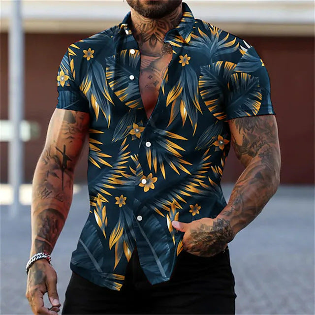 Fashion Leaf Printed Men's Shirt