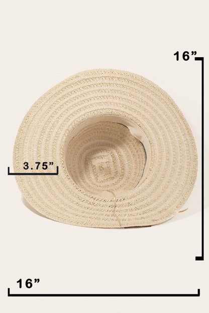 Fame Contrast Straw Braided Sun Unisex Hat