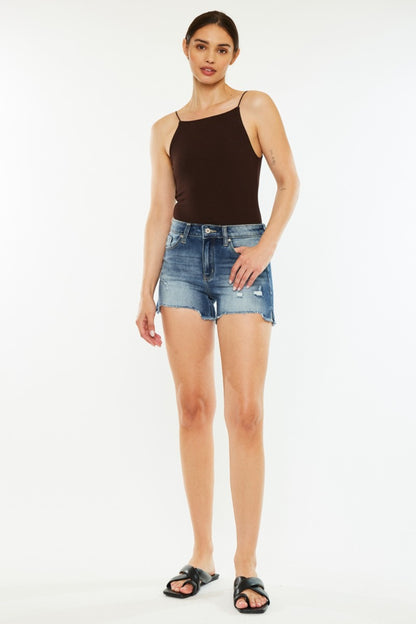 Kancan High Waist Raw Hem Denim Women Shorts