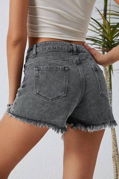 Distressed Raw Hem Denim Women Shorts