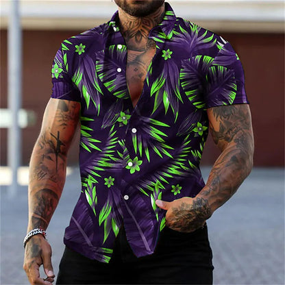 Fashion Leaf Printed Men's Shirt