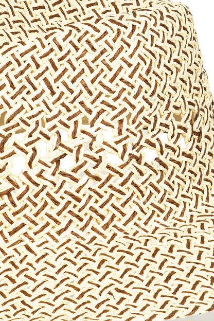 Fame Cutout Woven Straw Unisex Hat