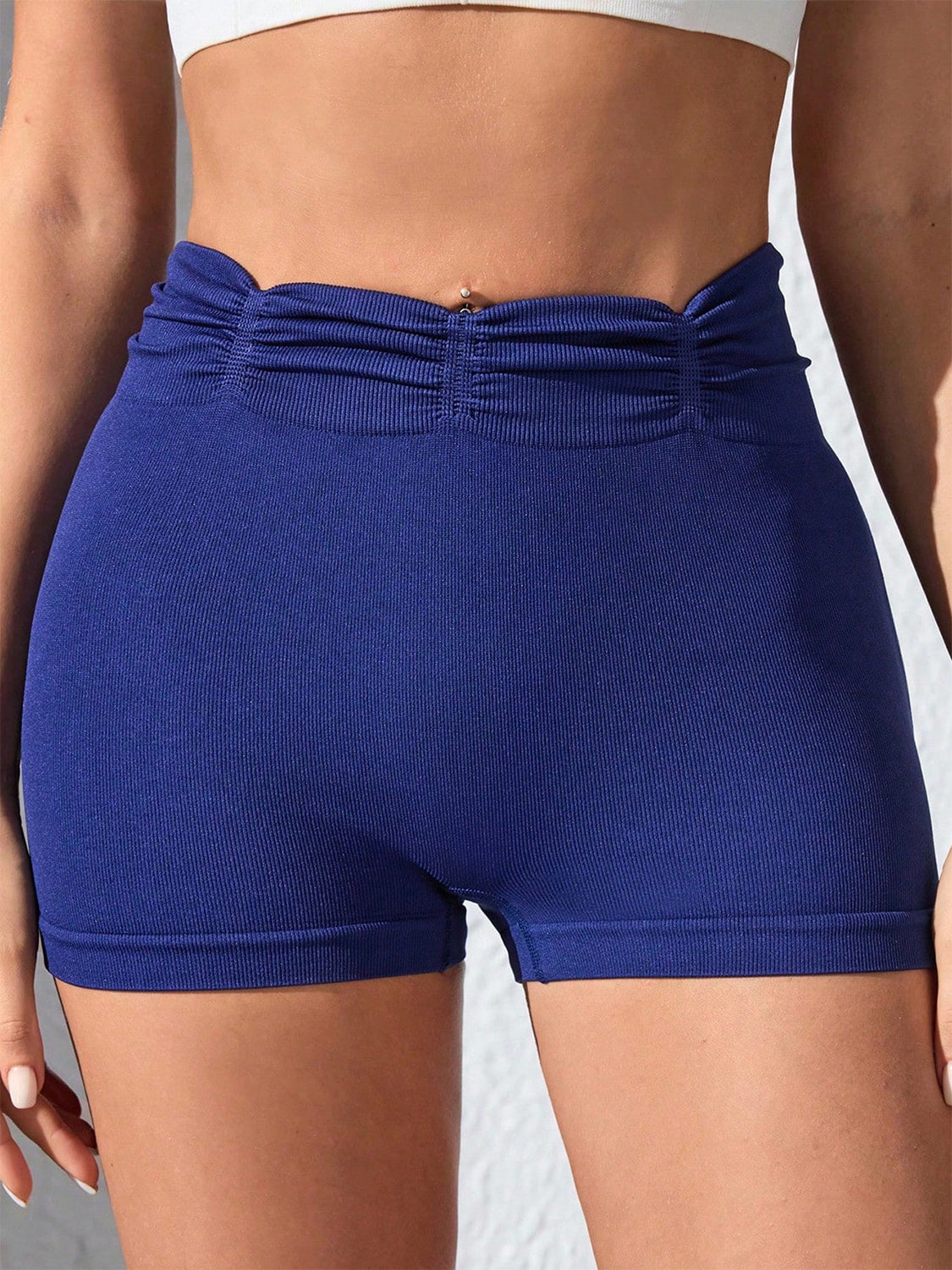 Ruched High Waist Women Active Shorts