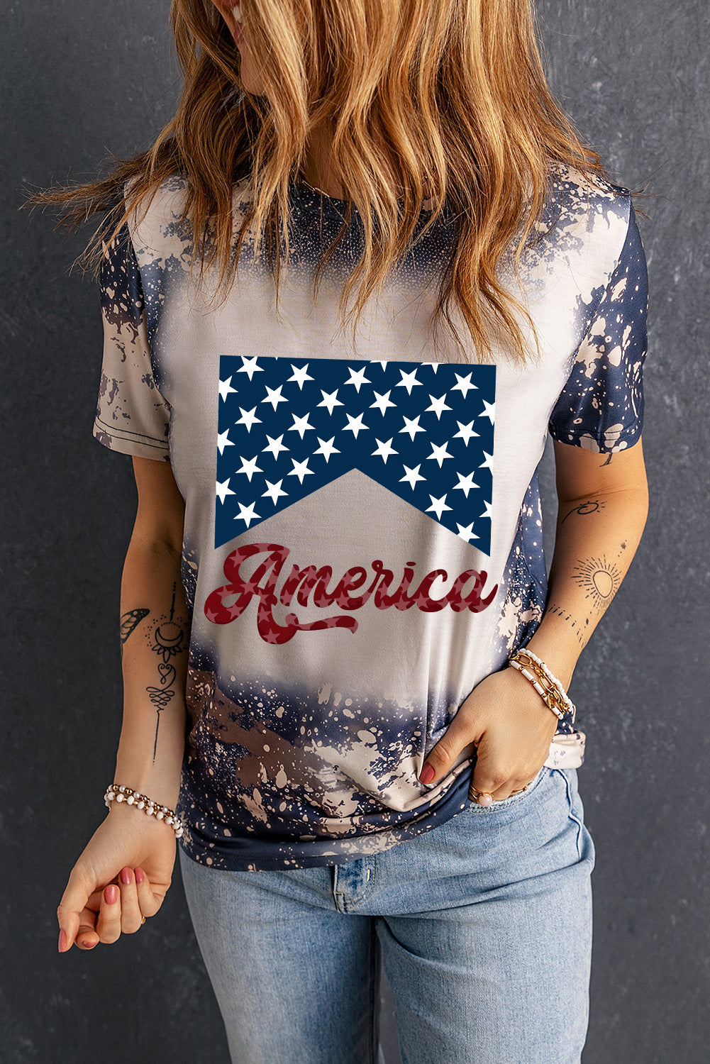 AMERICA Round Neck Short Sleeve Women T-Shirt