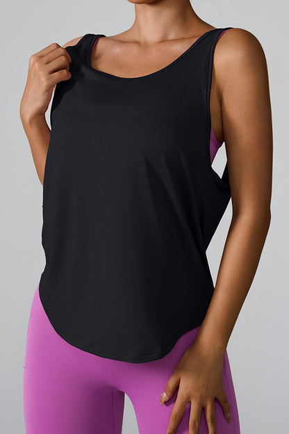 Crisscross Round Neck Women Active Tank