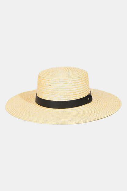 Fame Flat Brim Straw Weave Unisex Hat