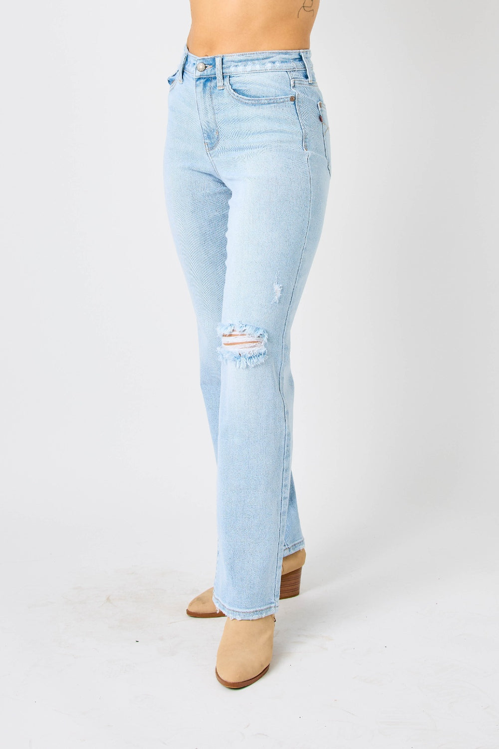 Judy Blue Full Size High Waist Distressed Straight Women Jeans