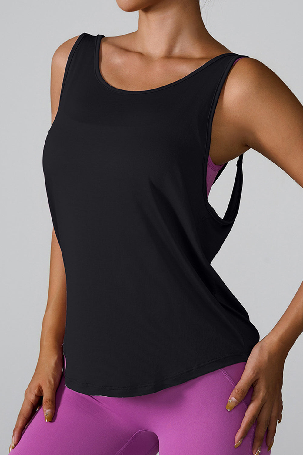 Crisscross Round Neck Women Active Tank