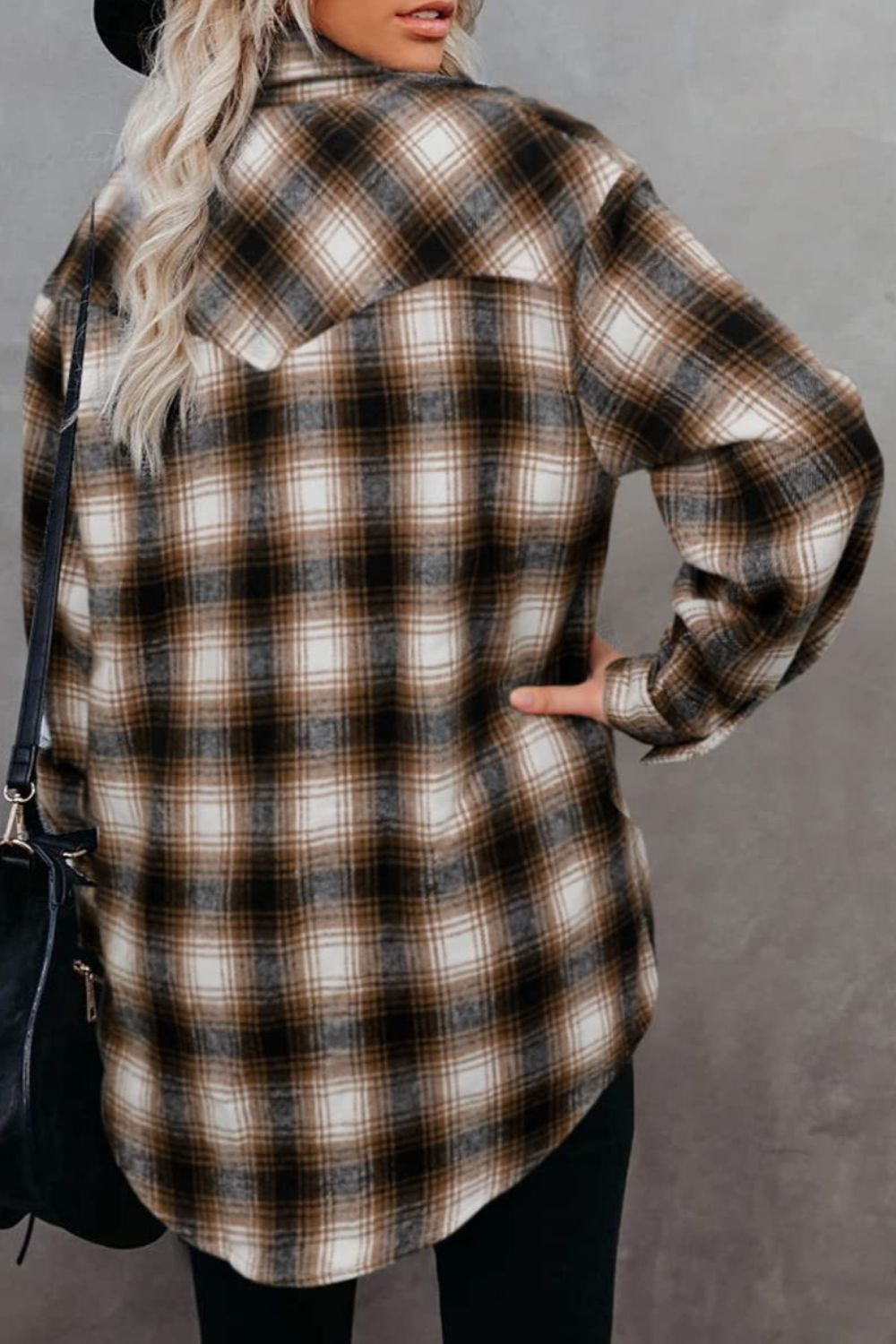 Full Size Plaid Collared Neck Long Sleeve Women Shirt