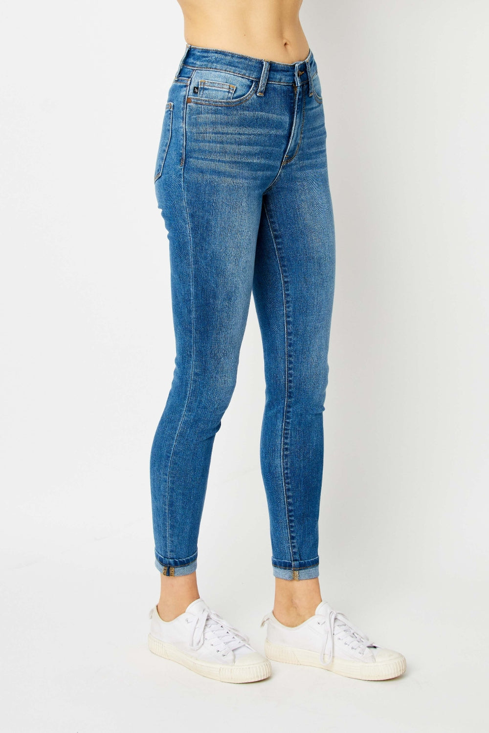 Judy Blue Full Size Cuffed Hem Low Waist Skinny Women Jeans