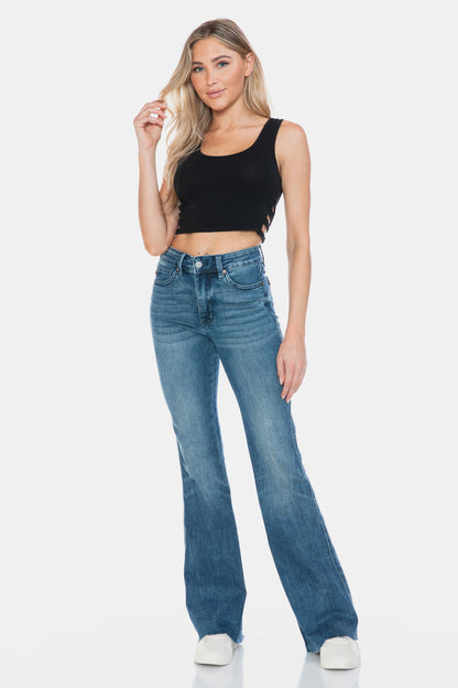 Judy Blue Full Size Tummy Control Cut Hem Flare Women Jeans