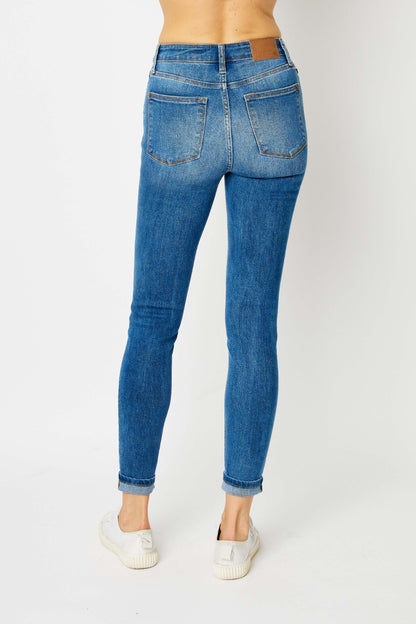 Judy Blue Full Size Cuffed Hem Low Waist Skinny Women Jeans