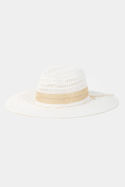 Fame Contrast Straw Braided Sun Unisex Hat