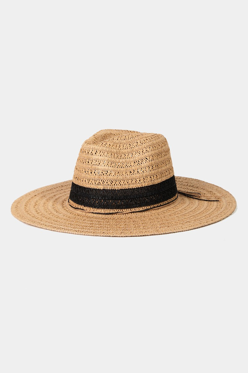 Fame Contrast Straw Braided Sun Unisex Hat