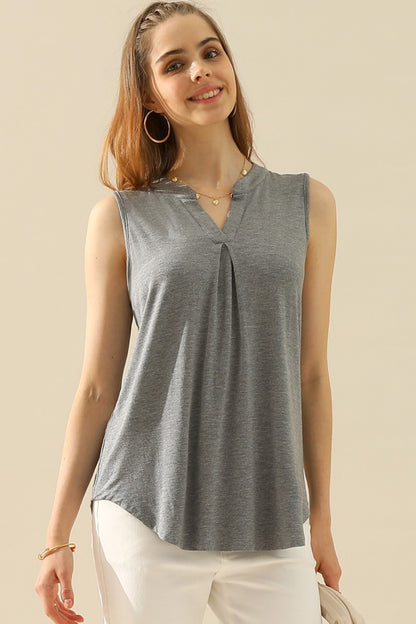 Ninexis Full Size Notched Sleeveless Women Top