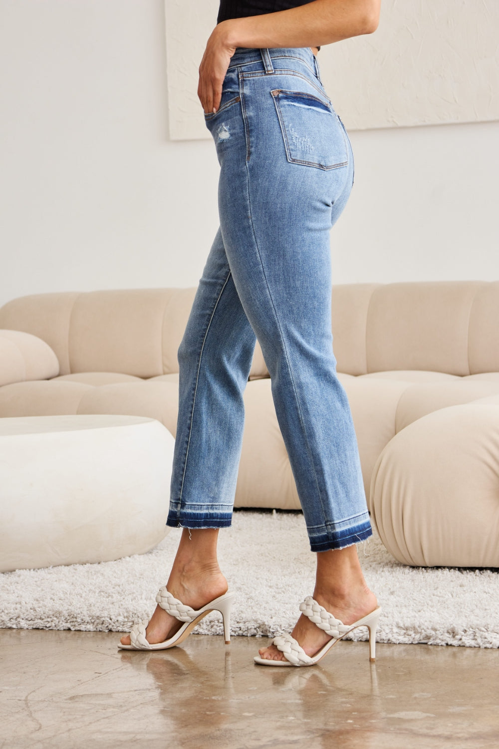 Judy Blue Full Size Release Hem Cropped Bootcut Women Jeans