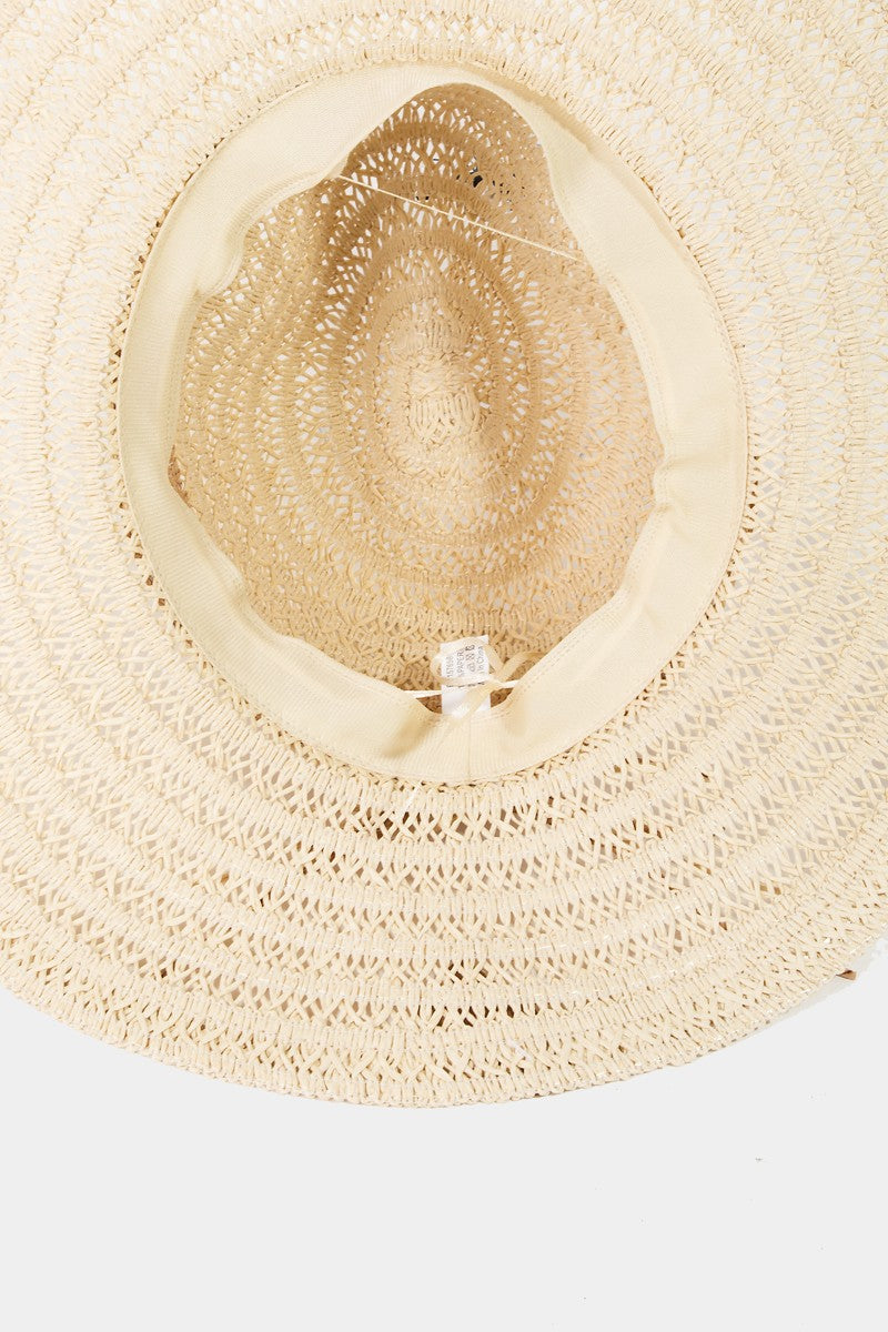 Fame Contrast Straw Braided Sun Unisex Hat