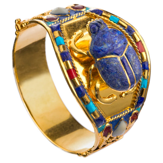 Scarab 24K Golden Plated Bracelet from Ancient Egyptian King Tutankhamun