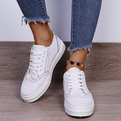 Suede Lace-Up Flat Women Sneakers