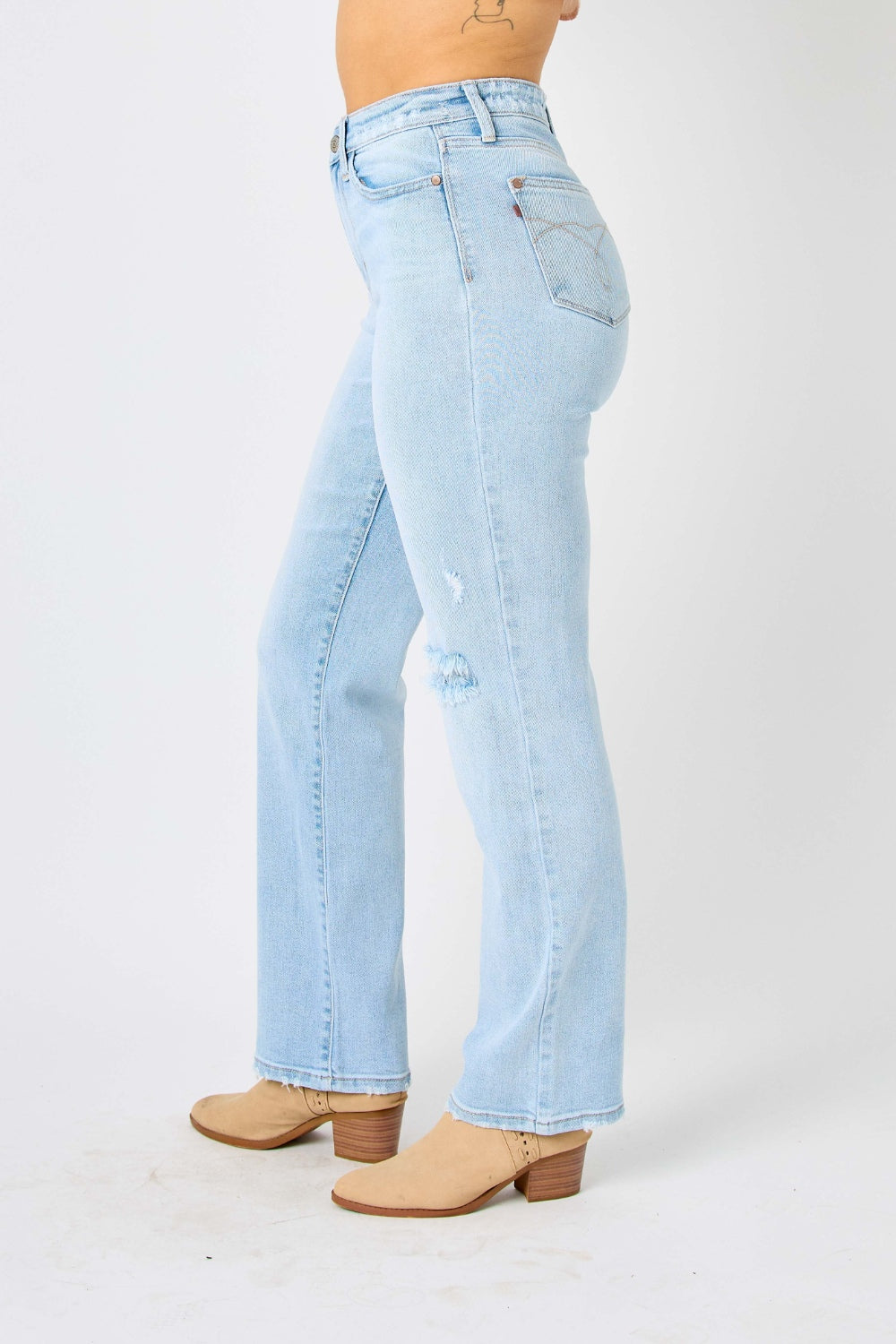 Judy Blue Full Size High Waist Distressed Straight Women Jeans