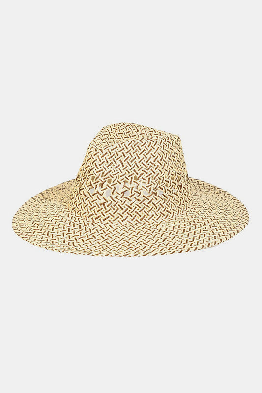 Fame Cutout Woven Straw Unisex Hat