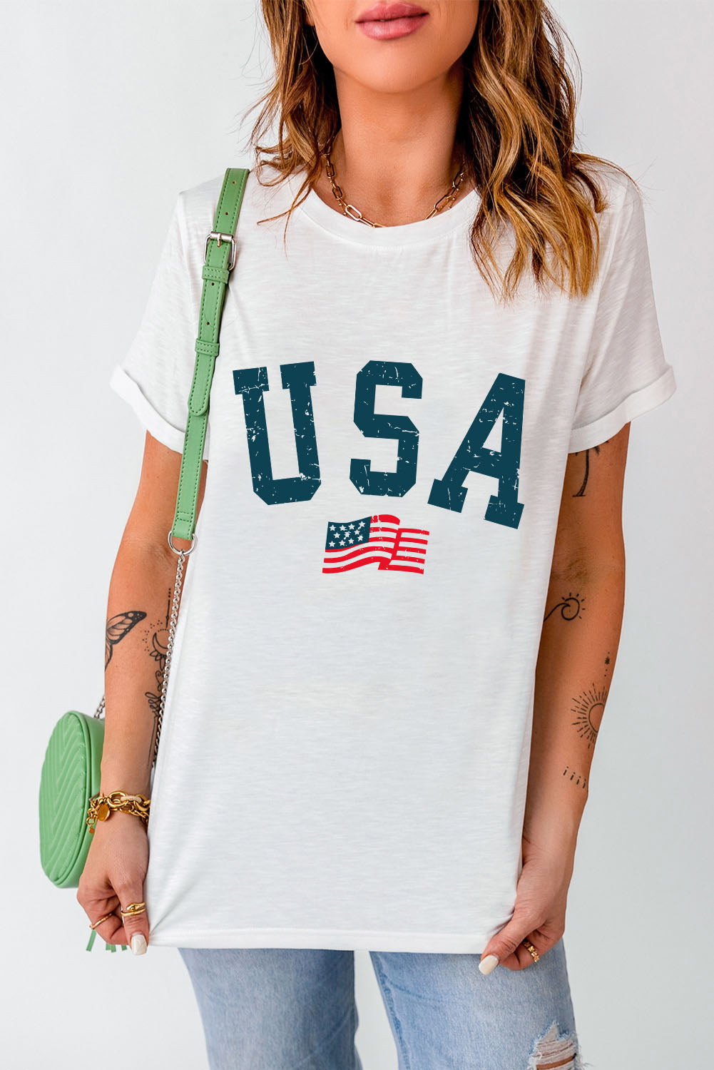 SYNZ USA Round Neck Short Sleeve Women T-Shirt