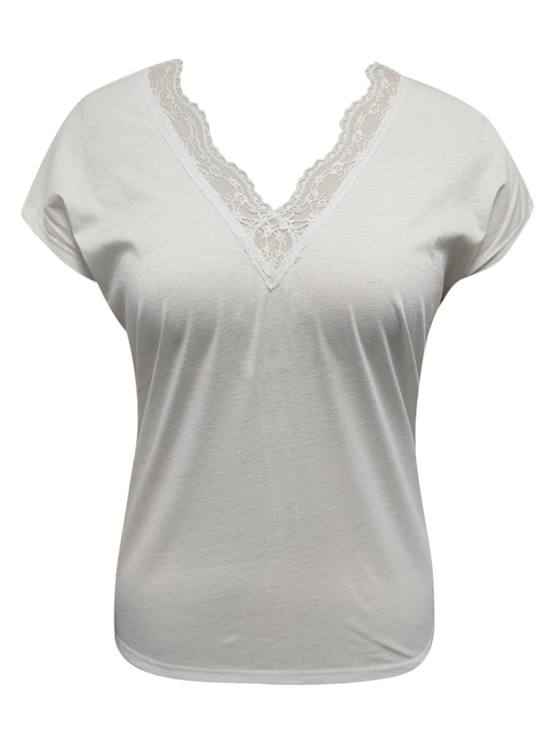 Full Size Lace Detail V-Neck Short Sleeve Women Blouse