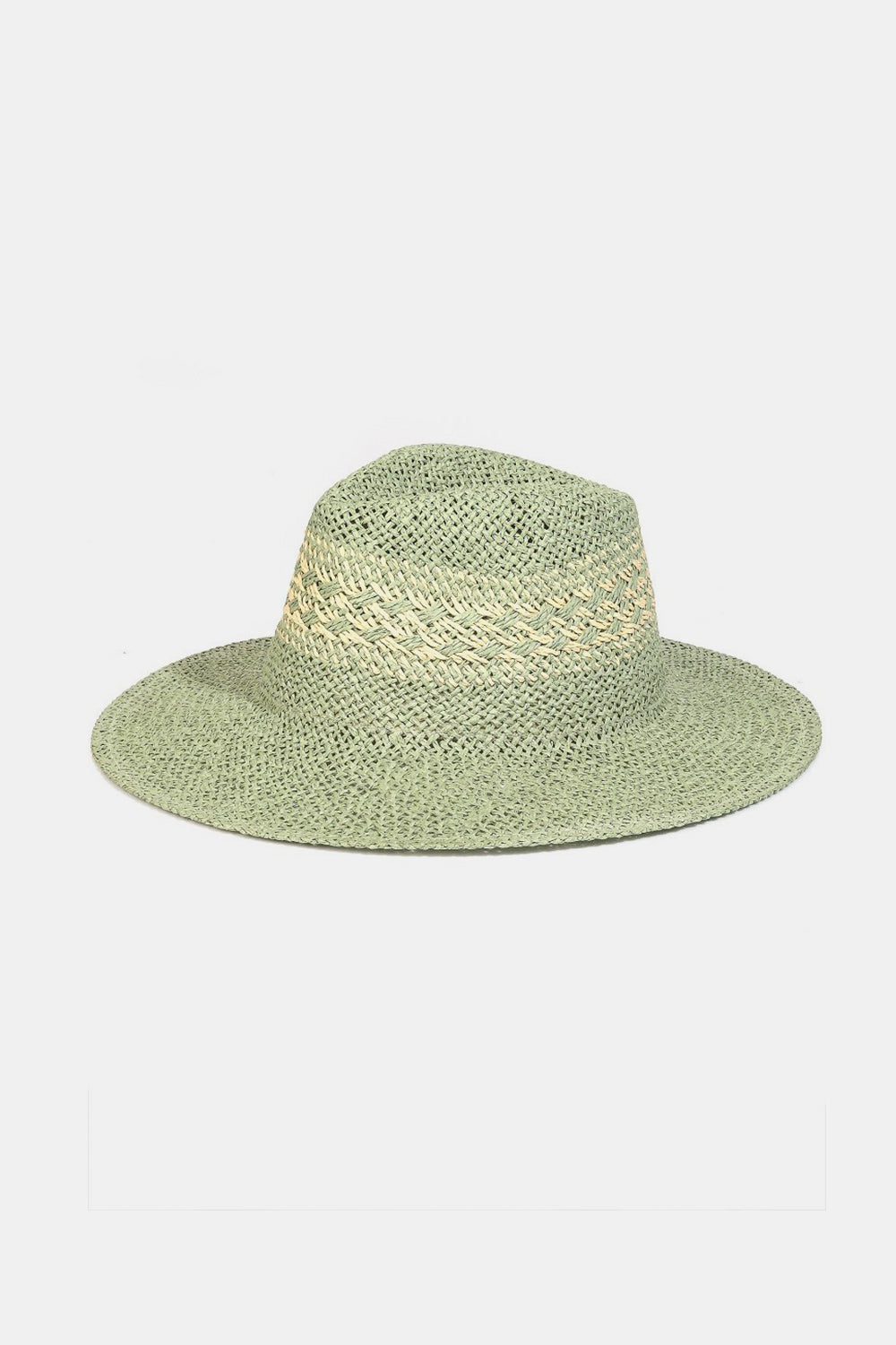 Fame Contrast Wide Brim Straw Unisex Hat