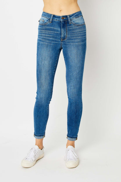 Judy Blue Full Size Cuffed Hem Low Waist Skinny Women Jeans