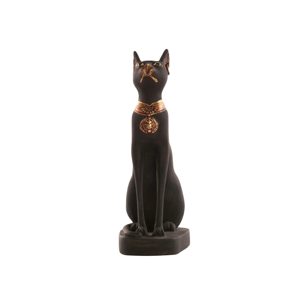 Ancient Egyptian Black And Gold Goddess Bastet Cat  Height (27 cm / 10.8 in) - Zara-Craft