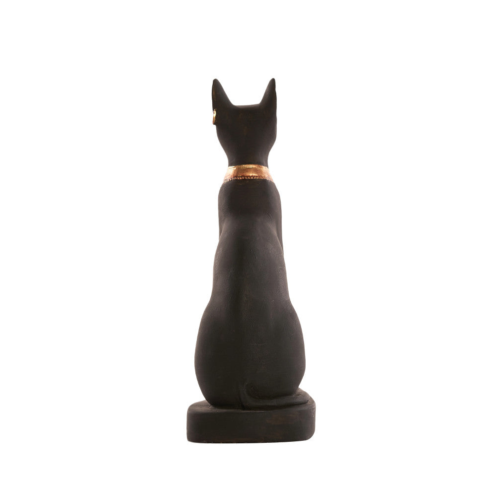 Ancient Egyptian Black And Gold Goddess Bastet Cat  Height (27 cm / 10.8 in) - Zara-Craft