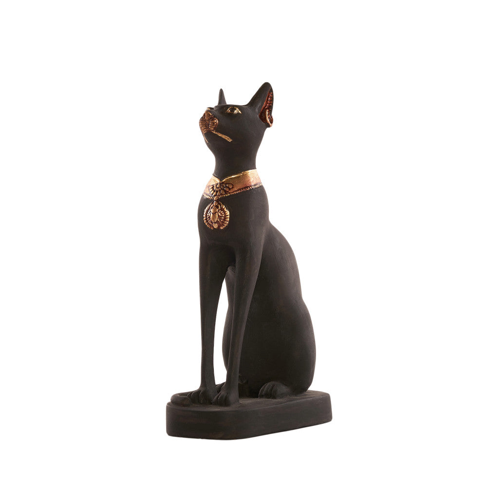 Ancient Egyptian Black And Gold Goddess Bastet Cat  Height (27 cm / 10.8 in) - Zara-Craft