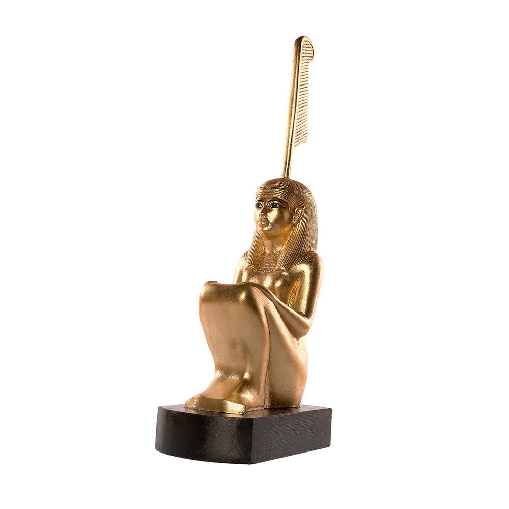 Ancient Egyptian Isis Maat Gloden Statue - Height (H= 26 cm / 10.23 in) - Zara-Craft